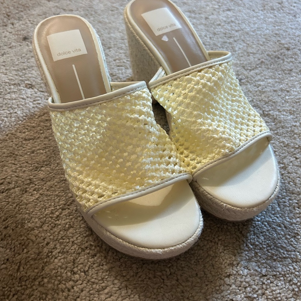 Dolce Vita Off-White Woven Wedge Sandals